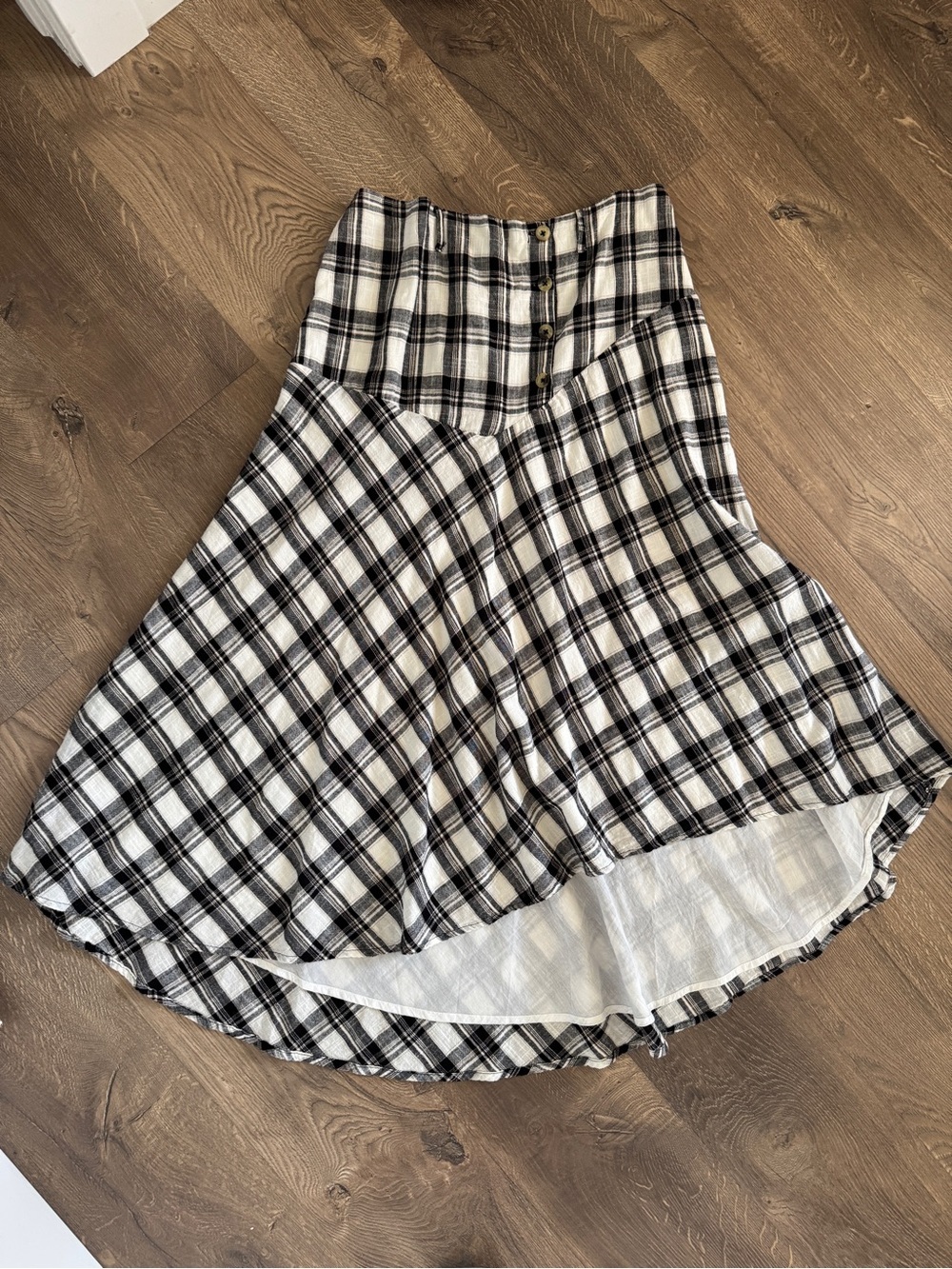 Free People  Plaid High-Low Midi Skirt Sz L